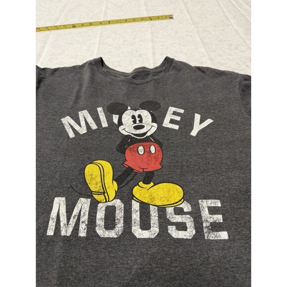 Mens Dark Grey Size Large Mickey Mouse Short Sleeve Tee W/ Measurements - Picture 2 of 8